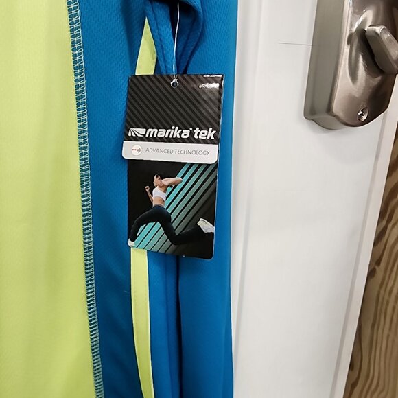 New Marika Tek Long Sleeve Top - Blue & Green - Size Medium - Picture 7 of 8